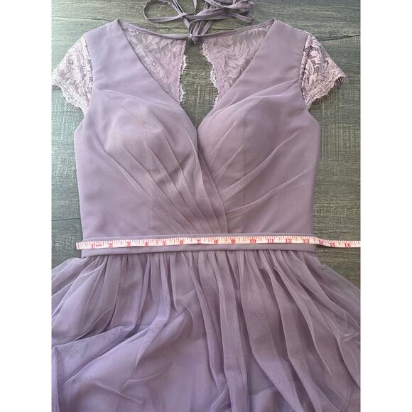 Lavender Bridesmaid/Prom Lace Sleeve V Neck Dress - FOR HER AND FOR HIM - Picture 8 of 11